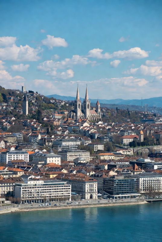 vue de Lausanne avec la cathédrale Notre-Dame et le lac Léman pour illustrer les cours particuliers